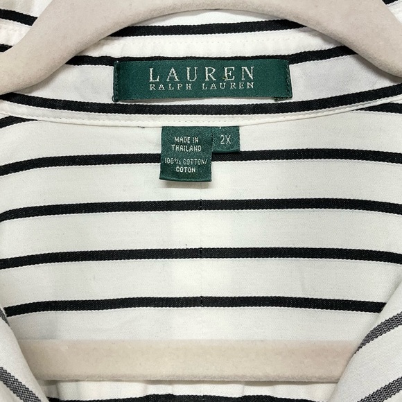 Lauren Ralph Lauren Stripe Button Down Shirt Top Womens 2X Black & White - Picture 3 of 5